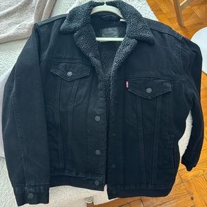 Levi’s Black Shearling Denim Coat